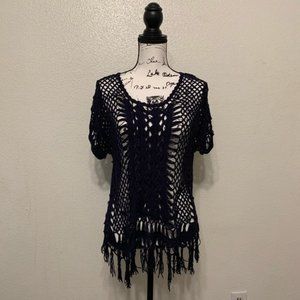 New York And Company Crochet Navy Sweater